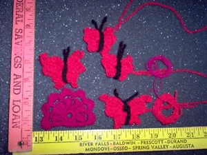 Hand crafted/crochet appliques 1 flower, 4 butterflies - Picture 1 of 1