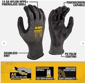 DEWALT Cell phone Touchscreen Gloves Cut Protection Level A5 Polyurethane Large - Picture 1 of 12