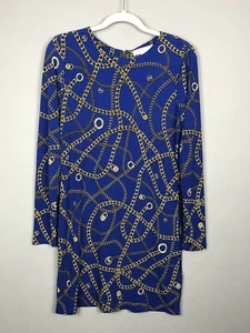 Michael Kors All Over Chain Print Jersey Knit Dress M Pullover Zip Short Casual - Picture 1 of 7