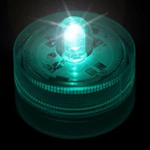 Submersible Waterproof LED Round Shape Teal Blue Light x 10 - Picture 1 of 4