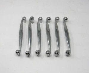 Vintage MCM Chrome Cabinet Drawer Pull 5.5" (5" on Center) Art Deco Ball LOT (6) - Picture 1 of 4