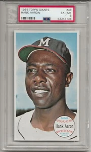 1964 TOPPS GIANTS #49 HANK AARON, PSA 6 EX-MT, HOF, MILWAUKEE BRAVES, THE HAMMER - Picture 1 of 1
