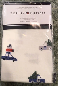 TOMMY HILFIGER "CHRISTMAS CARS" FLANNEL PILLOWCASES 100% COTTON New in Package - Picture 1 of 8