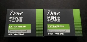 DOVE MEN+CARE EXTRA FRESH 1/4 CREAM BODY+FACE BAR SOAP 3.5 OZ BARS 2 PACK NEW - Picture 1 of 2