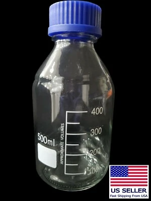 100/250/500ml Clear Glass Reagent Bottles Borosilicate Blue Screw Caps  - Image 1 of 3