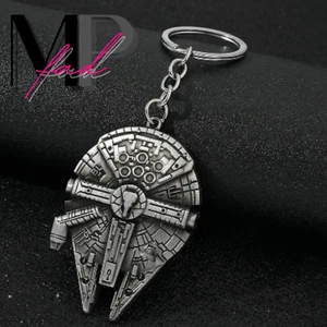 Star Wars Keychain Split Ring Silver Metal Car Home Lanyard MILLENNIUM FALCON - Picture 1 of 11