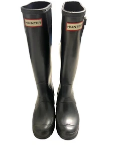 Stivali da donna originali antipioggia Hunter - grigio metallizzato taglia 6 UK 4 EU 37 - Foto 1 di 18