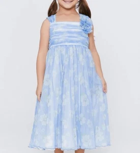 BONNIE JEAN Big Girl's 10 Blue Bridget Floral Mesh Dress NWT - Picture 1 of 3