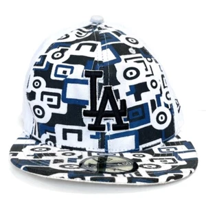 New Era Major League Baseball Flat Rim Cap Hat 59 Fifty 7 1/2 White Blue Black - Picture 1 of 16