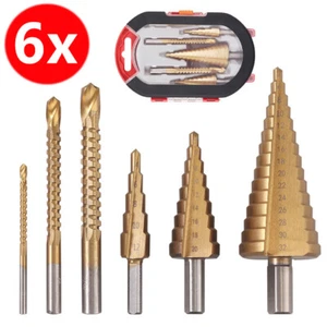 6tlg Stufenbohrer Satz Schälbohrer Fräsbohrer Kegelbohrer HSS Senker Set 4-32 mm - Bild 1 von 14