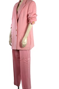 Escada Ley Pink Cashmere Angora Wool 3 Piece Blazer Skirt Pants Set Suit 42 - Picture 1 of 22