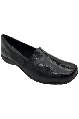 Женские туфли на плоской подошве Easy Street черные лакированные крокодиловые - Изображение 1 из 3