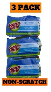 Scotch Brite Blue Non-Scratch Scrub Sponges 3 PACK 3M Individually Wrapped NEW - Picture 1 of 1