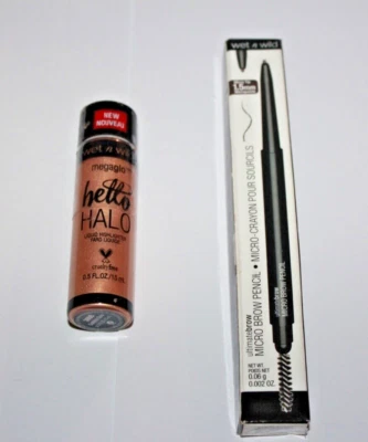 Wet n Wild MegaGlo Hello Halo 液体高光笔 #309B + 微型眉笔 #648 — 第 1/3 张图片