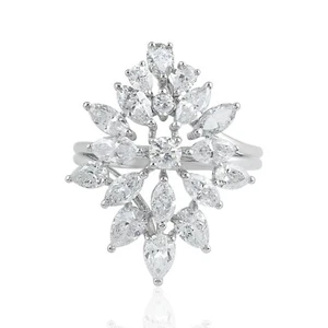 2.80 Ct Marquise Cluster Ring Lab Grown CVD Diamond Birthday Gift 14k White Gold - Picture 1 of 6