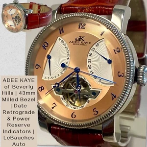 43mm Auto 38J |Retrograde Day & Power Reserve | White Guilloche |ADEE KAYE Watch - Picture 1 of 12