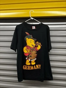 T-shirt vintage Disney Designs Winnie The Pooh Epcot Germania uomo XL nera anni 90 - Foto 1 di 5