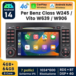 Radio Coche Android 14 DVD BT Mercedes Clase A/B W169 W245 Sprinter Viano Crafter - Imagen 1 de 8