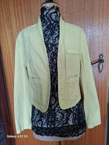 Loobie's Story Lime Green Denim Jacket Size 14 - Picture 1 of 7