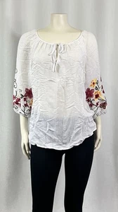 New York Clothing Co NYCC Embroidered Floral 3/4 Sleeve Blouse Women's Size S - Picture 1 of 3