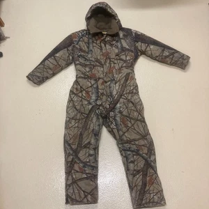 Vtg Cabelas Skyline Camo Apparition Mens XL Insulated USA Made Hooded Coveralls - Picture 1 of 24