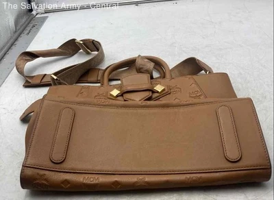 MCM Womens Brown Monogram Leather Detachable Strap Satchel Top/Handle Bag - Image 1 of 4