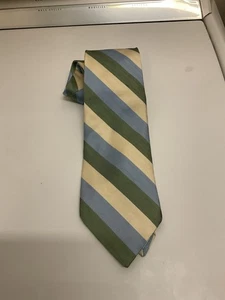 Brooks Brothers 346 Vintage reine Seide Krawatte creme/grün/blau mit Diaganolstreifen. EUC - Bild 1 von 4