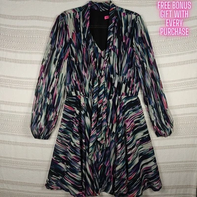 Vestido transparente Betsey Johnson multicolor manga larga talla 14 nuevo con etiquetas Foto 1 de 4