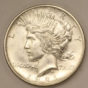 1921 Peace Dollar, Ultra High Relief, Choice BU++ Key Date Issue LUSTER - Picture 1 of 4