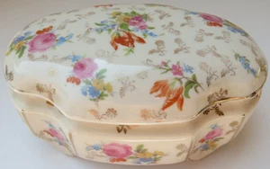 Oval Shaped Footed Anchor Hocking? Trinket Box with Lid - Picture 1 of 10
