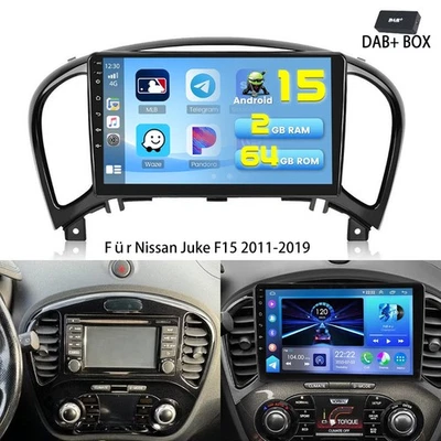 LUMIKY 9" 2+64G Carplay Android 15 Autoradio Für Nissan Juke F15 2011-2019 GPS Navi DAB