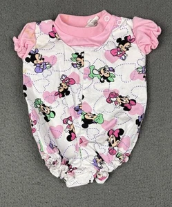 De colección Disney Bebés Minnie Mouse 1984 Bebé Corazón Gráfico Rosa Niñas Una Pieza 0-6 - Imagen 1 de 9