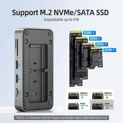 10 IN 1 M.2 NVMe SATA NGFF SSD-Gehäuse Adapter USB HUB Docking Stationen PD100W - Bild 1 von 4