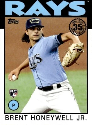 2021 Topps 1986 #86B-50 Brent Honeywell Jr RC Tampa Bay Rays - Image 1 of 2