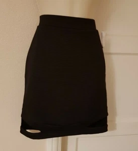 Guess Black Stretch Mini Skirt Size 6/ S /36/ Open Front Detail BNWT RRP £75 - Picture 1 of 8