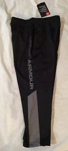 NWT UNDER ARMOUR SWEAT PANTS JOGGERS BLACK GRAY BOYS SIZE 4 FLEECE LINED - Picture 1 of 4