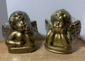 2  Luminaire Gold Cherubs Vintage Look Christmas Candles - Picture 1 of 11