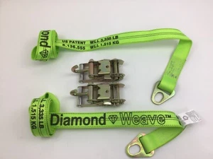 Two Pack Mini 10,000 lb 6 inch Ratchet with Finger hook and Hi-Viz Green Diamond - Picture 1 of 2
