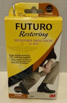 3m Futuro Restoring Microfiber Dress Compression Socks Large, Black, Firm - Image 1 of 4