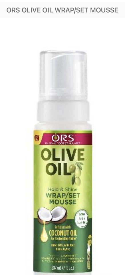 Nuevo conjunto/envoltura de aceite de oliva ORS Hold & Shine mousse infundido con aceite de coco 7 oz Foto 1 de 1