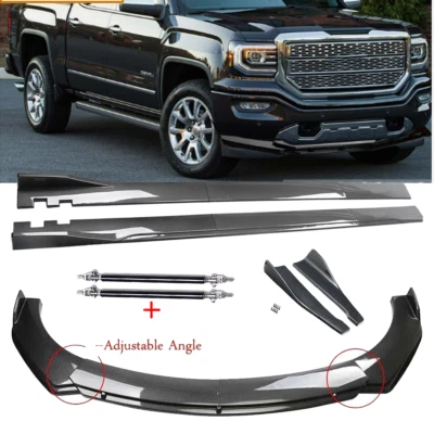 For GMC Sierra 1500 Carbon Fiber Front Bumper Lip Rear Splitter Spoiler Bod Kit Foto 1 de 4