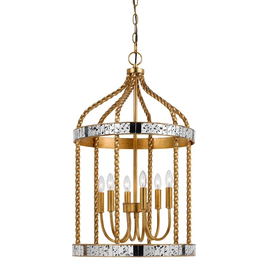 Pingente de metal Cal Lighting Glenwood 27,5", ouro francês - FX-3599-6 - Imagem 1 de 1