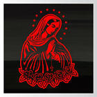 GRAND AUTOCOLLANT ROUGE Vierge de Guadalupe catholique en prière 13,5"x10"