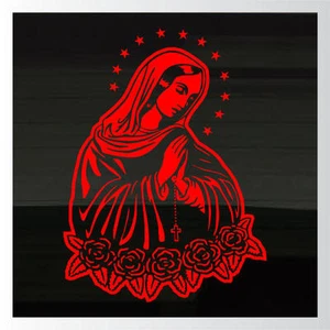 Virgin of Lady of Guadalupe Praying Catholic LARGE 13.5"x10" RED Decal Sticker - Picture 1 of 1