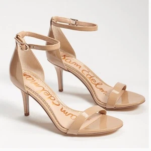 Sandalia al tobillo Sam Edelman Patti color tostado desnudo con tiras tacón de bomba negocios neutro 7M - Imagen 1 de 9