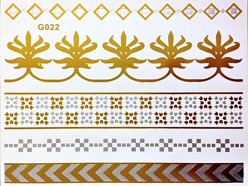 Flash una Volta Temporaneo Colla Tatuaggio Oro Argento 5teile Bracciale G22 - Immagine 1 di 1