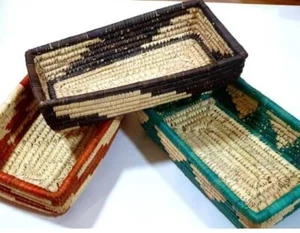 4pack Fruit Baskets Wicker Fruit Bowl Hand Woven Bread Basket for Serving Wooden - Picture 1 of 4