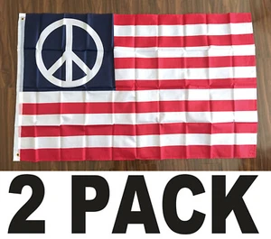 3X5 ft WORLD PEACE USA American Flag b - 2 PACK - Picture 1 of 1
