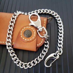 Hombres Acero Inoxidable Cartera Cadena Metal Pesado Giratorio Gatillo Jeans Llavero - Imagen 1 de 16