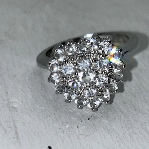 New Sterling Silver Crystal ring, 925 Cocktail Ring Size 7.75 - Picture 1 of 5